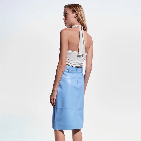 AS by DF CATHERINE CROSSOVER HALTER TOP Size Small Buttercream NWT - Picture 3 of 9